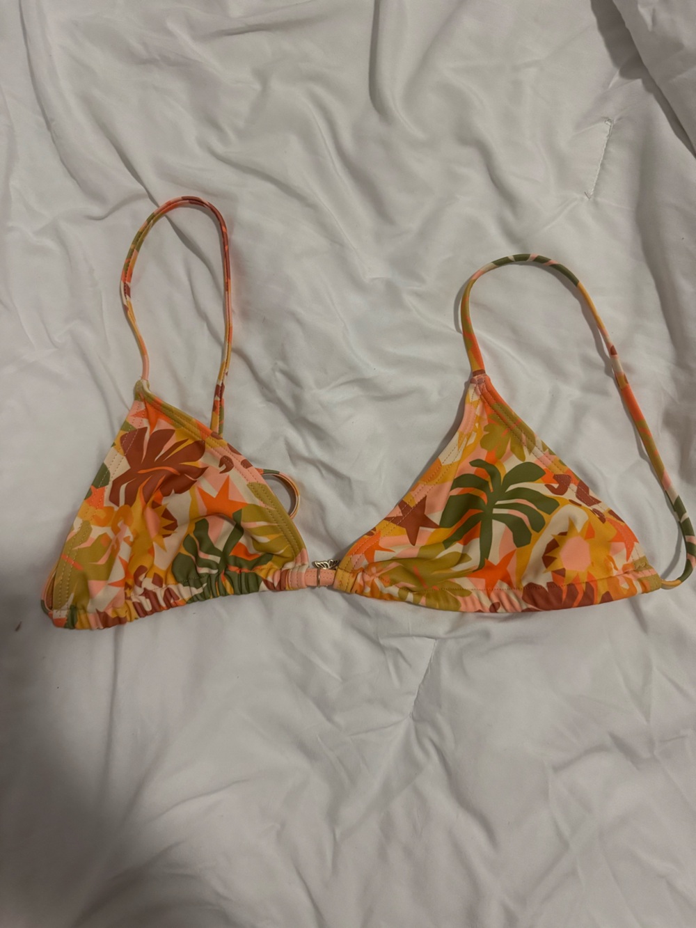 Kulani Kinis Orange Pink Green Tropical Triangle Bikini Top